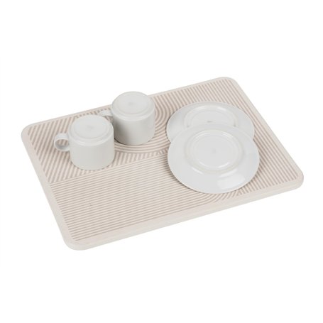 Égouttoir Mod. Damon Tapis d'égouttage cuisine diatomite séchage rapide beige pieds silicone absorbant l'eau 40 x 30 x 0