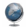 Globe terrestre 30 cm de diamètre - JURI - Base en métal chromé - Deux axes mobiles - Bleu Métallique Argent - TROIKA Original