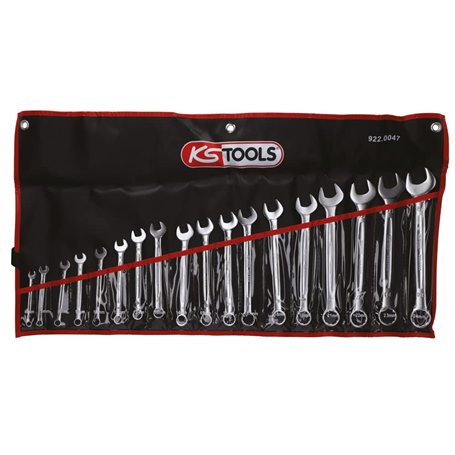 KS TOOLS - 922.0047 - Jeu de 18 clés mixtes métriques - Clé plate à cliquet en trousse - Composé de 18 pièces de 6 à 24 mm - Ang