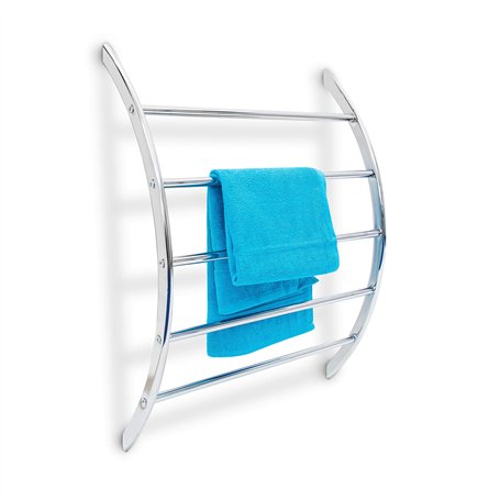 Relaxdays Porte-serviettes mural supports arqués 5 barres salle de bain douche accrocher au mur vêtement essuie 70 x 56