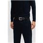 BOSS Hommes Jemio Sz40 Ceinture en cuir de buffle avec boucle logo et garniture argentée
