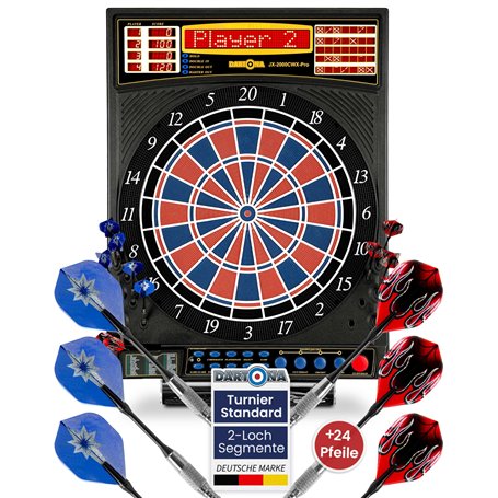 Jeu de fléchettes électronique Dartona JX2000 Tournoi Pro – Cible de Tournoi avec 41 Jeux et Plus de 200 Variantes possibles.