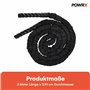 POWRX Corde de combat pour la force et l'endurance - Corde de sport torsadée à 3 cœurs - Corde d'entraînement de fitness pour am