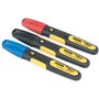 STANLEY 0-47-315 Lot De 3 Marqueurs Noir/Rouge/Bleu Gamme FATMAX - Corps Bi Matière - Pointe Fine - Marqueur Permanent Résistant