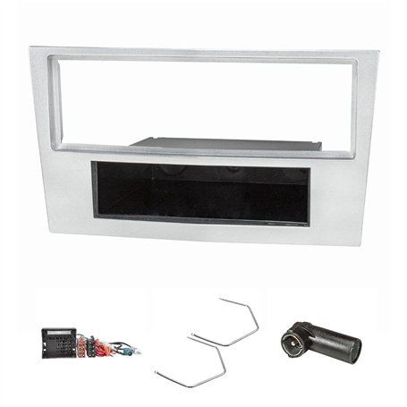 tomzz Audio 2439-091 Cadre de radio compatible avec Opel Corsa D Astra H Zafira B chromé mat avec adaptateur quadlock ISO Fakra