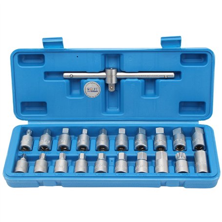 CCLIFE 21 pièces Kit bouchon de vidange 3/8' entraînement Douille de cle vidange avec Poignée coulissante