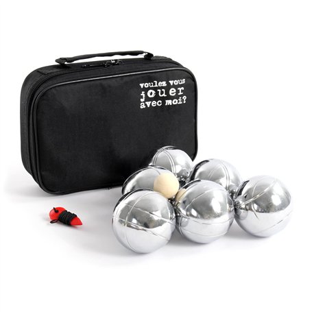 Toboli Set Pétanque 6 Boules en métal avec Cochonnet But Housse Nylon Mètre de pétanque Sport Losirs