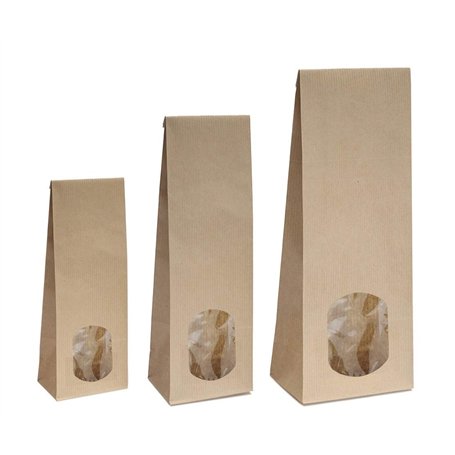 Lot de 50 sachets à fond plat avec fenêtre ovale - 100 g/250 g/500 g - 8 x 5 x 24