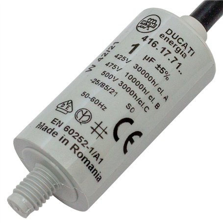Condensateur du moteur 1µF 475V 25x49mm Fil 35cm Ducati 416.17.71 B 1uF