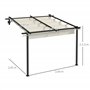 Outsunny Tonnelle d'environ 3 x 3 m - Pergola Coupe-Vent - Toit de terrasse - Montage Mural - Toit réglable - pour Jardin, terra