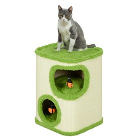 PawHut Tonneau à Chat de 52 cm de Haut avec 2 niches