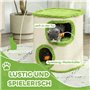 PawHut Tonneau à Chat de 52 cm de Haut avec 2 niches, Arbre à Chat avec Jouet de Coccinelle, Tour pour Chat en sisal, Niche pour