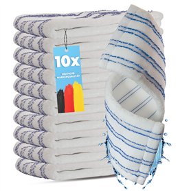 HELOME Lot de 10 serpillères en microfibre avec bandes abrasives – Housses de rechange professionnelles pour porte-balai de 40 c