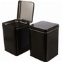 Dosenritter | 2 x boîte carrée de conservation/boîte à thé, EMPILABLE, noire, étanche, en fer blanc pour env. 400g de thé | 15,3