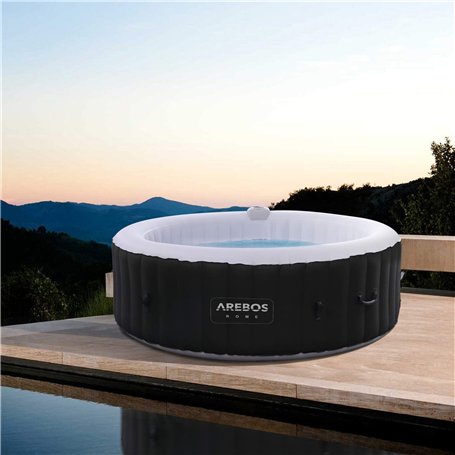 Arebos Spa Gonflable | pour l'intérieur et l'extérieur | 6 Personnes | ⌀ 208 cm | Rond | 130 Jets de Massage | 1000 litres | ave