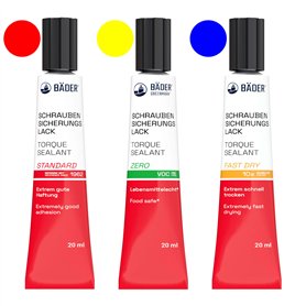 BÄDER LACKE. Lot de 3 peintures de sécurité pour vis Standard + Zero + Fast Dry Référence 1962 – Outil pour sécuriser
