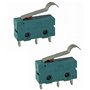 Lot de 2 micro-boutons 3 broches 250 V 5 A 2 positions ON/ON Interrupteur de fin de course avec bras de levier semi-circulaire I