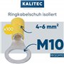 Kalitec RKSGM10 Lot de 100 cosses à anneau 4-6 mm² I partiellement isolées M10 jaune I Cuivre I Col en PVC I pour connecter des