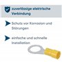 Kalitec RKSGM10 Lot de 100 cosses à anneau 4-6 mm² I partiellement isolées M10 jaune I Cuivre I Col en PVC I pour connecter des