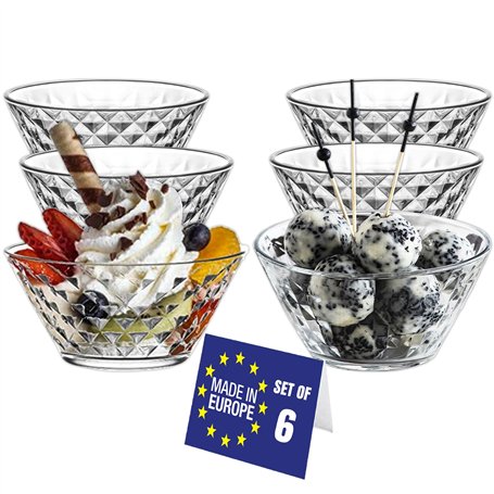 LAV Bols à Dessert en Verre Cristal Moderne Lot de 6