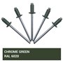 SKIR'CO Lot de 100 rivets aveugles peints 4,0 x 8 mm en aluminium avec foret inclus (vert chromé RAL 6020)