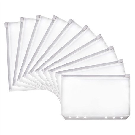 LuLiyLdJ 10 pack A6 taille 6 trous dossier en plastique étanche 6 trous fermeture à glissière à feuilles mobiles sac pour docume