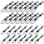 OTOTEC 100 Pièces 2 Tailles 32mm 23mm Noir Mat Lien à Pression de Sécurité émerillons Leurre Pinces de Pêche Pivotant émerillons