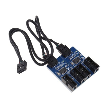 EMSea Carte Mère 9 Broches USB en-tête Multiplicateur USB 2.0 1 Mâle à 4 Ports Femelle Séparateur Adaptateur Câble d'extension C