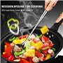 Dropfree Long Manche en Acier Inoxydable Wok Spatule Cuisine Fente Riz CuillèRe Louche Outils de Cuisson Ensemble D'Ustensiles