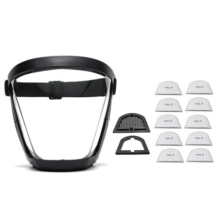 Dropfree Masque de Protection de Travail Masque de Protection Intégral Transparent Protecteur Anti-Poussière avec 10 Filtres Noi
