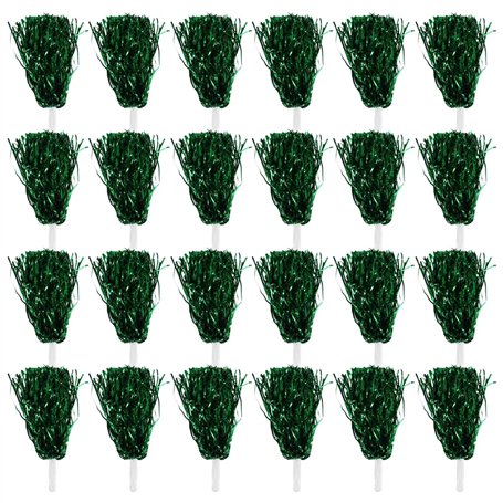 Boerunid Lot de 24 pompons de pom-pom girl avec poignée en plastique pour adultes et enfants - Vert