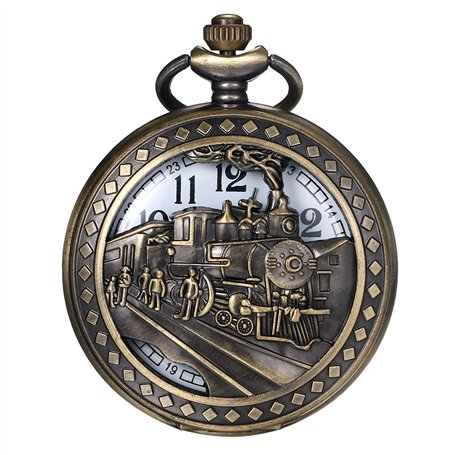 JewelryWe Montre Gousset Vintage Pendentif en Bronze avec chaîne Collier pour Homme et Femme …