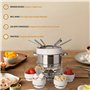 Service à Fondue en Acier Inoxydable et Porcelaine, Blanc- 6 Personnes