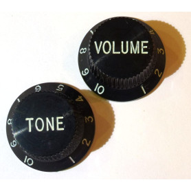 Boutons de contrôle noirs pour guitare - Échelle 0-10 - 1 tonalité + 1 bouton de volume pour Stratocaster Telecaster Gibson Iban Boutons de contrôle noirs pour guitare - Échelle 0-10 - 1 tonalité + 1 bouton de volume pour Stratocaster Telecaster Gibson Iban