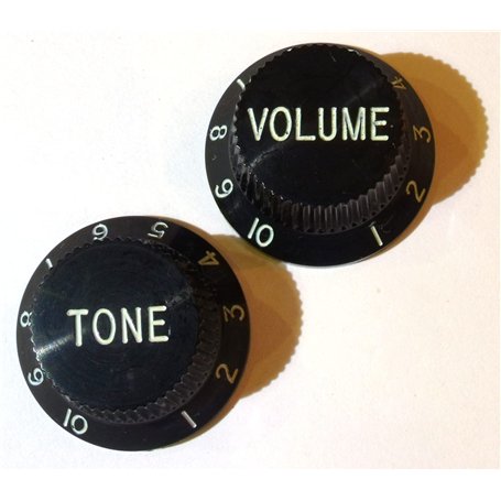 Boutons de contrôle noirs pour guitare - Échelle 0-10 - 1 tonalité + 1 bouton de volume pour Stratocaster Telecaster Gibson Iban