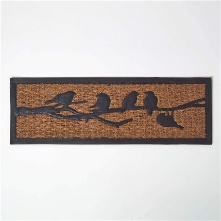 HOMESCAPES Paillasson en Caoutchouc et Fibres de Coco à Motif Oiseaux