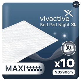Vivactive Lot de 10 alèses de lit Night Maxi XL 90 x 90 cm (3000 ml) Vivactive Lot de 10 alèses de lit Night Maxi XL 90 x 90 cm (3000 ml)