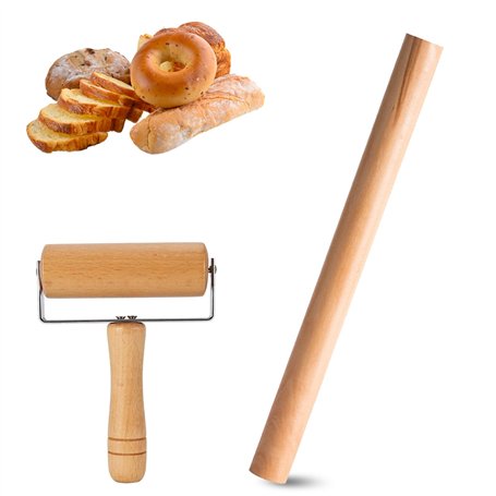 volumoon Lot de 2 Rouleau à Pâtisserie en Bois