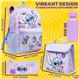 Disney Stitch Sac a Dos Set 4 Pièces avec Bouteille d'eau Trousse Kawaii Sac a Lunch Cartable Fille Fournitures Scolaires