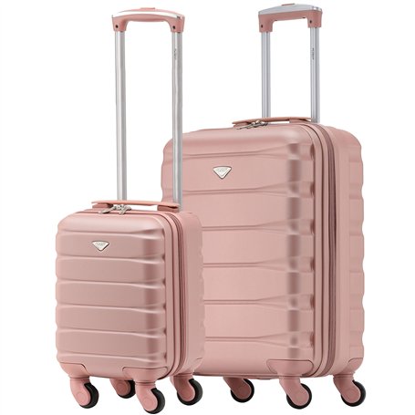 Flight Knight Ensemble De 2 Valises Rigides Legeres en ABS 4 Roues 45x36x20 cm + 56x45x25 EasyJet Taille Max pour Le Dessus Et D