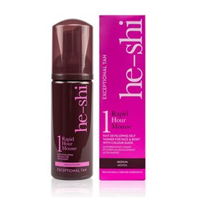 He-Shi Rapid Mousse autobronzante instantanée 1 heure - Formule à séchage rapide sans rayures - Bronzage végétalien naturel à l'