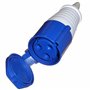 Prise et coupleur 32 A 3 broches 230 V monophasé 32 A IP44 Rainsafe intérieur/extérieur Bleu industriel IEC309-2