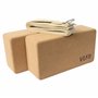 VLFit Lot de 2 blocs de yoga en liège - Avec sangle de yoga 100% coton - Respectueux de l'environnement - Fabriqué en liège natu