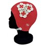 Blue Reef Tokyo Bubble Bonnet de bain pour femme Motif floral classique rétro 3 fleurs 2 couleurs trio de pétales 3D élégant vin