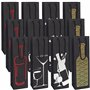 BELLE VOUS Sac Cadeau Bouteille de Vin Noir (Lot de 12) - 4 Motifs - Etui Cadeau Bouteille avec Poignées à Corde - Emballage Cha