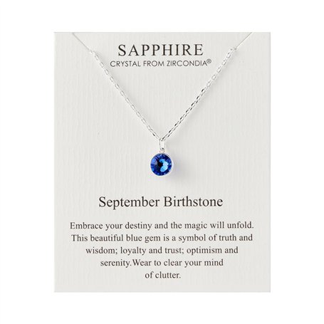Philip Jones Collier de Pierre de Naissance de Septembre (Saphir) créé avec des Cristaux Zircondia®