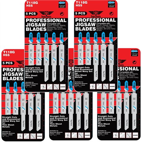 25 lames de scie sauteuse à métaux TopsTools T118G compatibles avec Bosch
