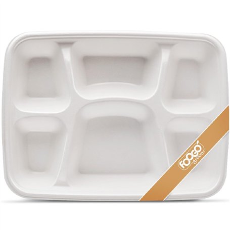 FOOGO Green 50 assiettes jetables compartimentées 11x8