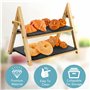 HEFTMAN Presentoir Aperitif Buffet à 2 Étages en Ardoise - Plateau de Service Presentation Gateau Rustique Pliable pour Thé de L