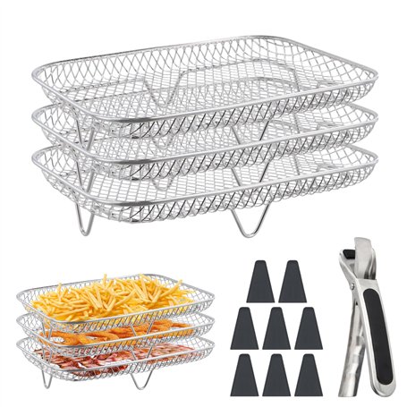 Mapille Grille de Cuisson 3 Niveaux en Acier Inoxydable pour Friteuse à Air
